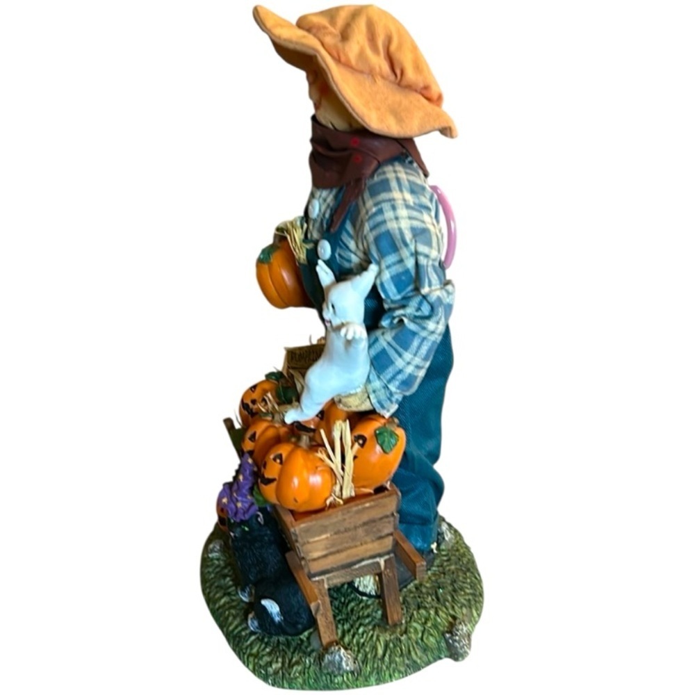 Vintage Halloween Scarecrow Fabric and Paper Mache 11” Figurine Autumn Harvest - Picture 3 of 13